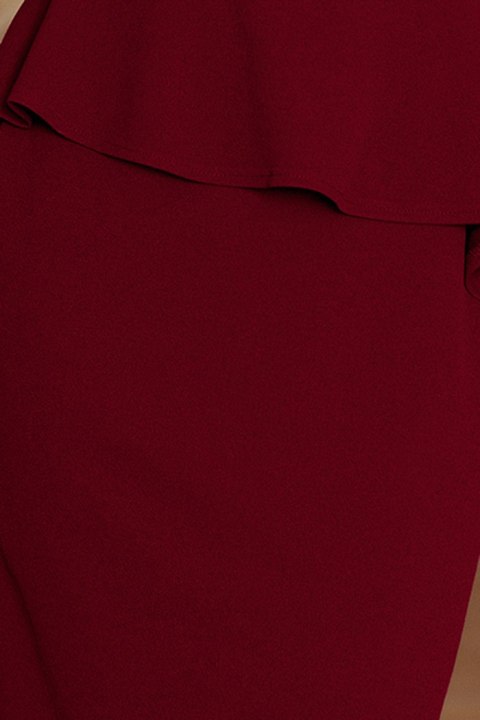 192-6 Elegancka sukienka MIDI z baskinką - BORDOWA - XXL 192-6 Elegancka sukienka MIDI z baskinką - BORDOWA - XXL