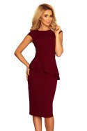 192-6 Elegancka sukienka MIDI z baskinką - BORDOWA - M