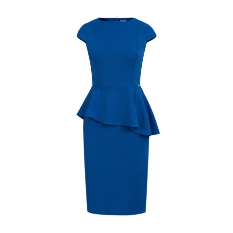 192-7 Elegancka sukienka MIDI z baskinką - CHABROWA - S 192-7 Elegancka sukienka MIDI z baskinką - CHABROWA - S