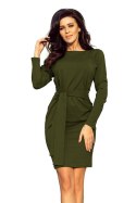 209-5 Sukienka z szerokim wiązanym PASKIEM - KHAKI - S