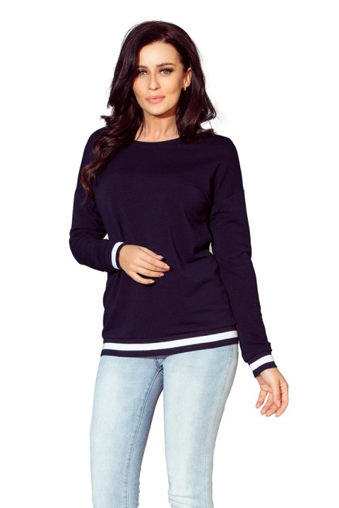 222-1 Wygodna bluza ze ściągaczami - granatowa - S 222-1 Wygodna bluza ze ściągaczami - granatowa - S