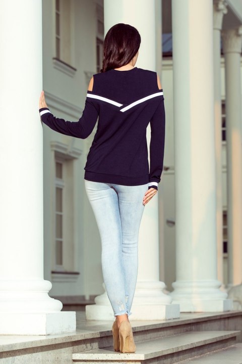 223-1 Wygodna bluza z odkrytymi ramionami i ściągaczem - GRANAT - XXL 223-1 Wygodna bluza z odkrytymi ramionami i ściągaczem - GRANAT - XXL