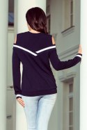 223-1 Wygodna bluza z odkrytymi ramionami i ściągaczem - GRANAT - XXL
