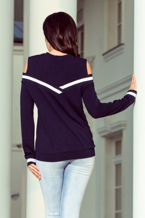 223-1 Wygodna bluza z odkrytymi ramionami i ściągaczem - GRANAT - XXL 223-1 Wygodna bluza z odkrytymi ramionami i ściągaczem - GRANAT - XXL