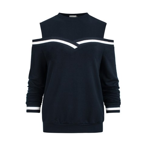 223-1 Wygodna bluza z odkrytymi ramionami i ściągaczem - GRANAT - XXL 223-1 Wygodna bluza z odkrytymi ramionami i ściągaczem - GRANAT - XXL