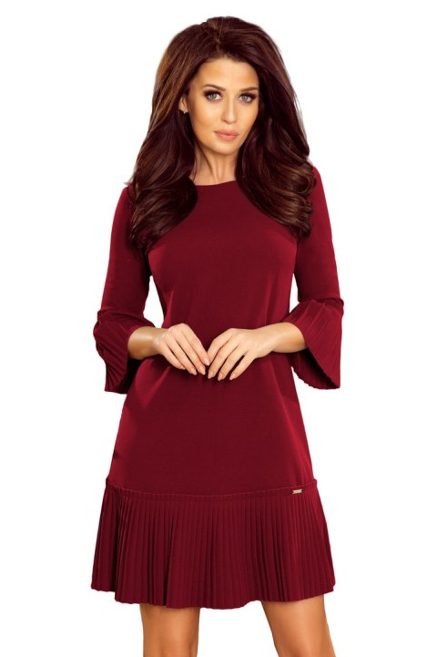 228-4 LUCY - plisowana wygodna sukienka - BORDOWA - XXL 228-4 LUCY - plisowana wygodna sukienka - BORDOWA - XXL