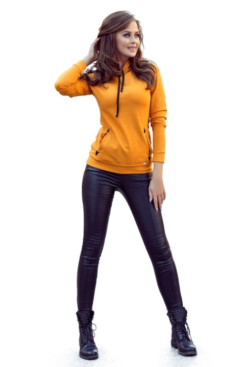 262-1 Bluza z kapturem i kieszonkami - kolor musztardowy - XL 262-1 Bluza z kapturem i kieszonkami - kolor musztardowy - XL