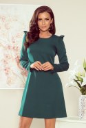 264-1 NELL Trapezowa sukienka z falbankami - ZIELONA - XL