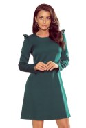 264-1 NELL Trapezowa sukienka z falbankami - ZIELONA - XL