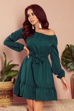 265-1 DAISY Sukienka z falbankami - ZIELONA - XS