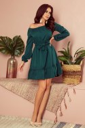 265-1 DAISY Sukienka z falbankami - ZIELONA - XS