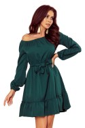 265-1 DAISY Sukienka z falbankami - ZIELONA - XS