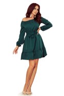 265-1 DAISY Sukienka z falbankami - ZIELONA - XS