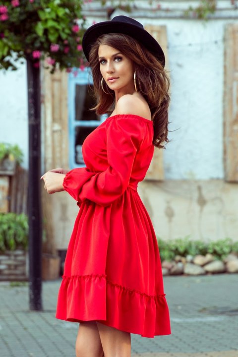 265-4 DAISY Sukienka z falbankami - CZERWONA - XS 265-4 DAISY Sukienka z falbankami - CZERWONA - XS