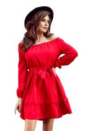 265-4 DAISY Sukienka z falbankami - CZERWONA - XS