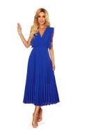 315-2 EMILY Plisowana sukienka z falbankami i dekoltem - CHABROWA - XXL
