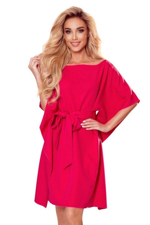 287-17 SOFIA Sukienka motyl z wiązaniem w pasie - MALINOWA - L/XL 287-17 SOFIA Sukienka motyl z wiązaniem w pasie - MALINOWA - L/XL
