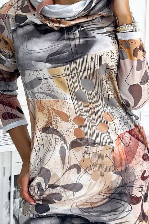 282-5 IRENE Sukienka z golfem - silver brown - M 282-5 IRENE Sukienka z golfem - silver brown - M
