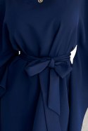 287-24 SOFIA Sukienka motyl z wiązaniem w pasie - GRANATOWA - 2XL/3XL