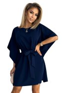 287-24 SOFIA Sukienka motyl z wiązaniem w pasie - GRANATOWA - 2XL/3XL
