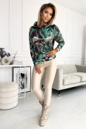 390-2 Bluza kangurka z kapturem - turkusowo-brązowy marmur - L