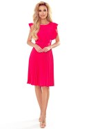 396-2 LAYLA Plisowana sukienka z paskiem - MALINOWA - XL