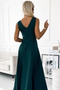 246-5 CINDY długa elegancka suknia z dekoltem - ZIELONA - L
