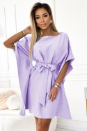 287-29 SOFIA Kobieca sukienka motyl z wiązaniem w pasie - WRZOSOWA - 2XL/3XL