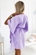 287-29 SOFIA Kobieca sukienka motyl z wiązaniem w pasie - WRZOSOWA - 2XL/3XL