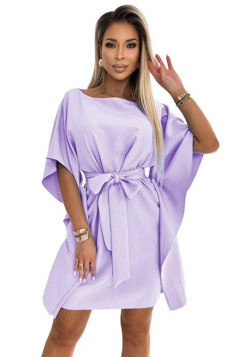 287-29 SOFIA Kobieca sukienka motyl z wiązaniem w pasie - WRZOSOWA - 2XL/3XL 287-29 SOFIA Kobieca sukienka motyl z wiązaniem w pasie - WRZOSOWA - 2XL/3XL