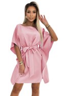 287-32 SOFIA Kobieca sukienka motyl z wiązaniem w pasie - BRUDNY RÓŻ - 2XL/3XL