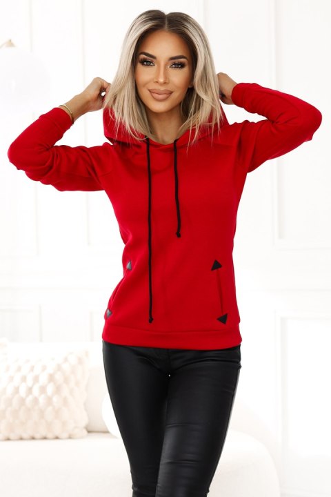 262-2 Ciepła bluza z kapturem i kieszonkami - CZERWONA - S 262-2 Ciepła bluza z kapturem i kieszonkami - CZERWONA - S