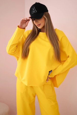 Komplet bawełniany bluza + spodnie ciemny żółty uniwersalny