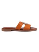 Eleganckie klapki damskie camel - 41