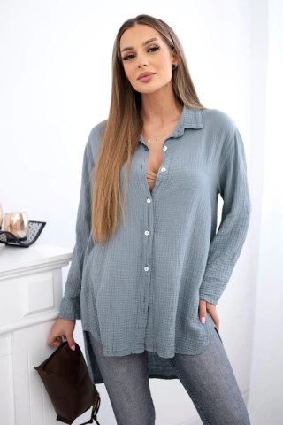 Koszula bawełniana muślinowa Plus Size ciemno szara uniwersalny