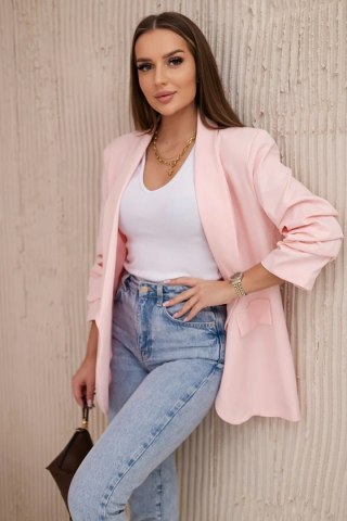 Marynarka z klapami elegancka jasny pudrowy róż uniwersalny