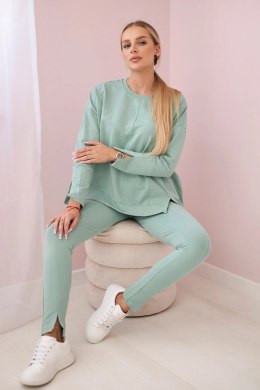 Komplet z bluzką oversize ciemny miętowy uniwersalny