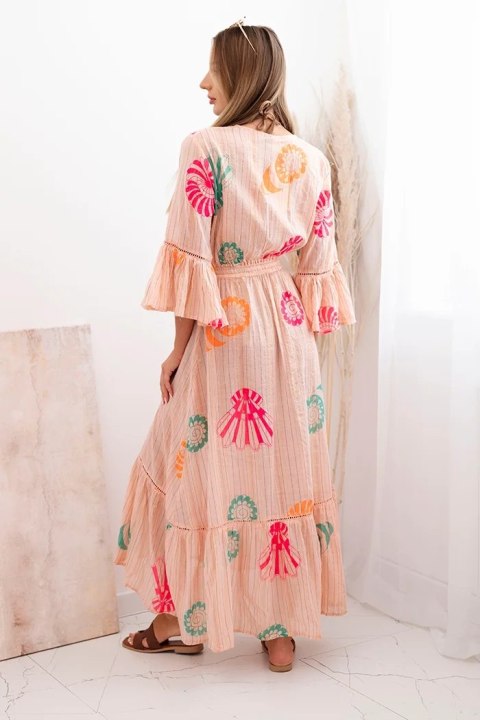 Narzutka damska boho z haftem morelowa uniwersalny Narzutka damska boho z haftem morelowa uniwersalny