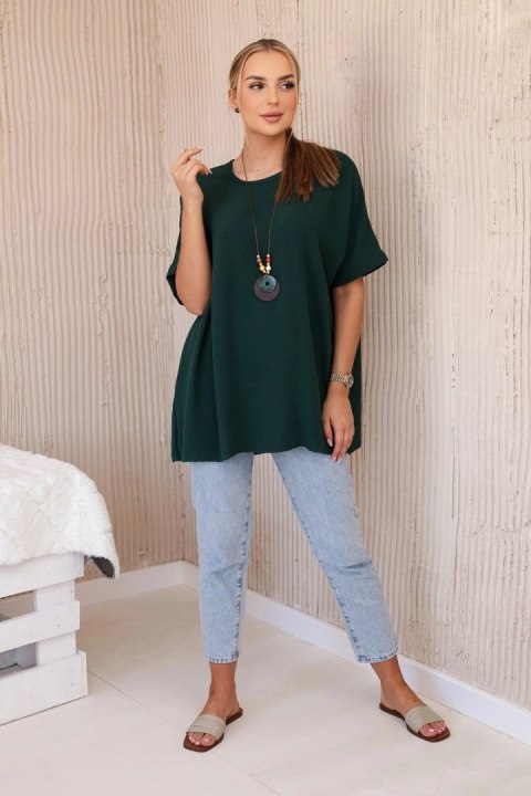 Bluzka oversize z wisiorkiem ciemno zielona uniwersalny Bluzka oversize z wisiorkiem ciemno zielona uniwersalny