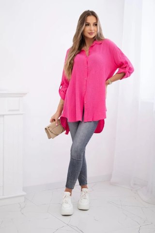 Koszula bawełniana muślinowa Plus Size różowa
