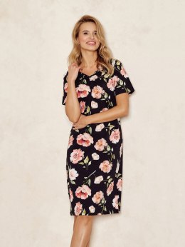 Koszula nocna 3134 PEONY SS24 Kolor(czarny-kwiaty k01) Rozmiar(M)