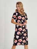 Koszula nocna 3134 PEONY SS24 Kolor(czarny-kwiaty k01) Rozmiar(M)