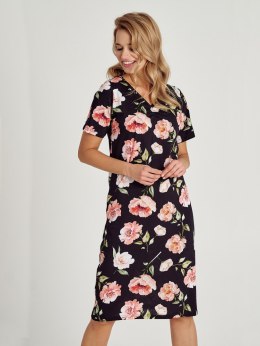 Koszula nocna 3134 PEONY SS24 Kolor(czarny-kwiaty k01) Rozmiar(M)