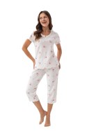 Piżama 386 Kolor(ecru-amarant kwiatki) Rozmiar(XL)