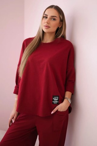 Komplet bawełniany bluza + spodnie bordowy uniwersalny