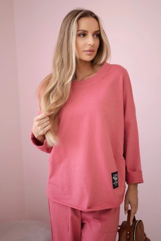 Komplet bawełniany bluza + spodnie malinowy uniwersalny
