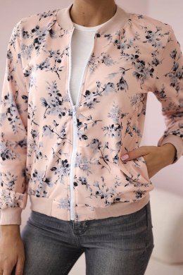 Bluza damska w kwiaty na zamek pudrowy róż uniwersalny