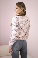 Bluza damska w kwiaty na zamek pudrowy róż uniwersalny