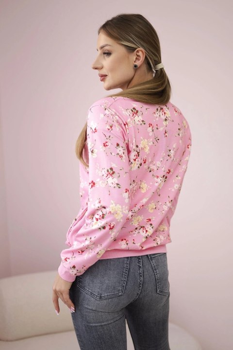 Bluza damska w kwiaty na zamek różowa uniwersalny Bluza damska w kwiaty na zamek różowa uniwersalny