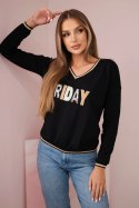 Bluza damska z napisem z cekinami czarna uniwersalny